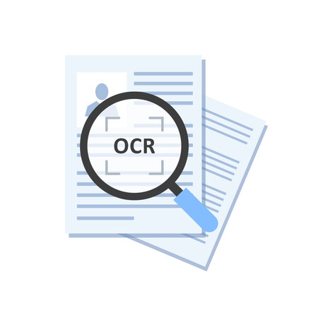 OCR Magnifying Glass Document Scan Banner Vector Illustrationのイラスト素材
