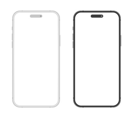 Smartphone device gray black mockup template. Mobile phone with blank screen vector illustrationのイラスト素材