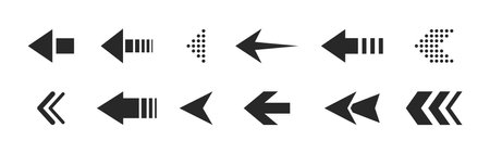 Icon set of black arrows. Flat arrow collection for web user interface design. Vector illustrationのイラスト素材