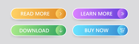 Colorful UI download and buy buttons for Web Design and Marketing vector illustrationのイラスト素材