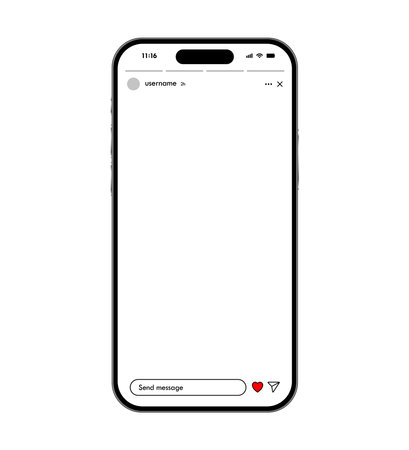 Social media blank story mockup layout on smartphone template vector illustrationのイラスト素材
