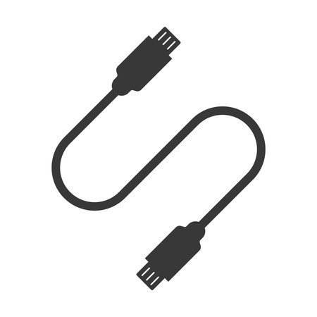 USB data cable flat icon on white background isolated vector illustration