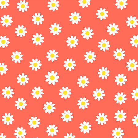White daisy flower pattern on orange background vector illustrationのイラスト素材