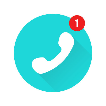 Phone Call Notification Icon With Shadow, Circular Symbol. Vector Illustrationのイラスト素材