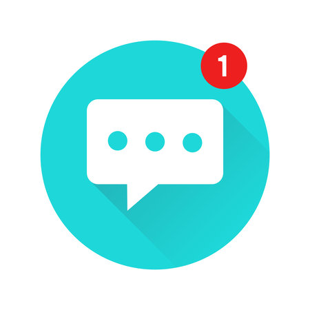 Message notification circular icon with shadow. Vector illustrationのイラスト素材