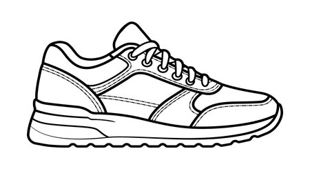 Sports Shoe Outline Style Icon, Isolated Vector Illustrationのイラスト素材