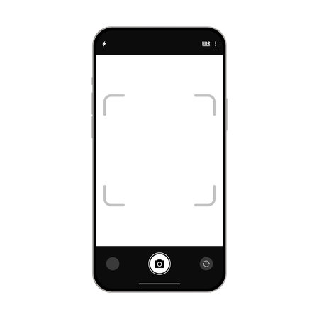Camera smartphone application blank display mockup template. Mobile phone photography app layout, vector illustrationのイラスト素材