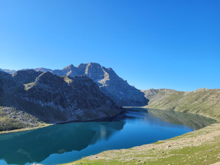Beautiful alpine lakeの写真素材