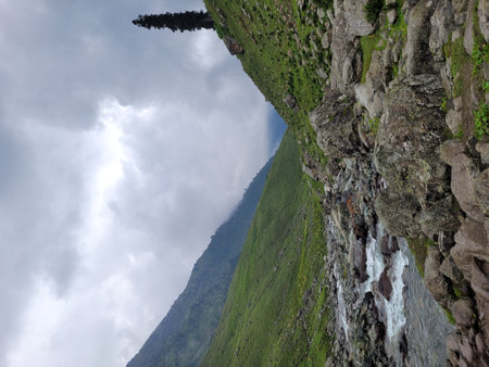 Beautiful mountain landscape in the Caucasus mountains, Georgia, Svanetiの写真素材