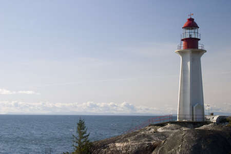A view of the lighthouse at Lighthouse Park, West Vancouver, Canada.の写真素材