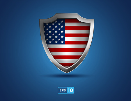 USA metal shield on the blue backgroundのイラスト素材
