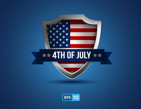 fourth  of july shield on the blue backgroundのイラスト素材