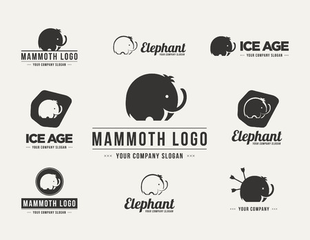 Mammoth silhouette vector logo set. Collection of the elephant symbolsのイラスト素材
