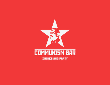 Communism style restaurant bar design vector template. Soviet dictator head icon silhouette concept for night club party.のイラスト素材