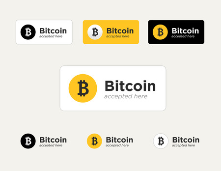 set of the Bitcoin accepted stickersのイラスト素材