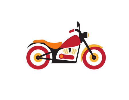 Red retro vintage motorcycle icon isolated on white backgroundのイラスト素材