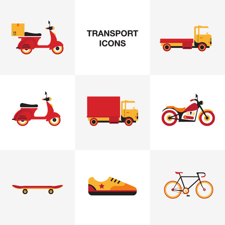 Flat transport vehicle icon setのイラスト素材