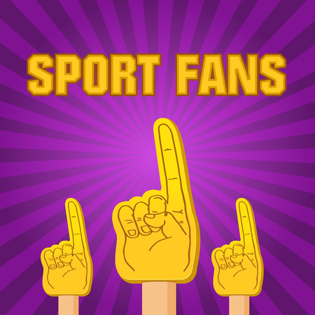 color sport fans foam fingers on the retro backgroundのイラスト素材