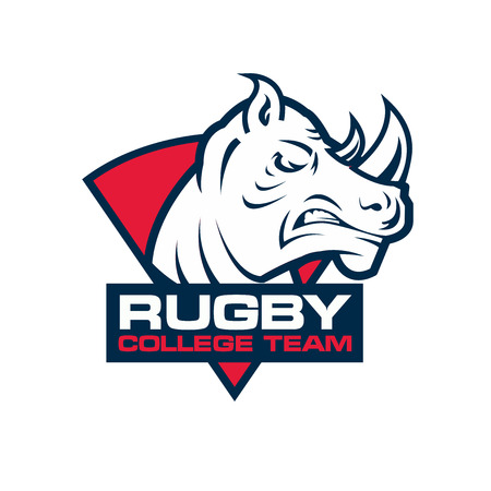 rhino head sport . Rugby badge templateのイラスト素材