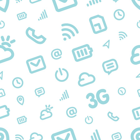 Mobile Interface Icon Pattern. Blue vector backgroundのイラスト素材