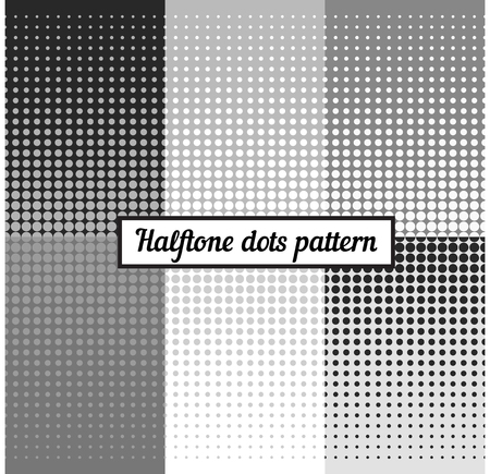 Monochrome set of halftone retro background. Vector pop art illustrationのイラスト素材
