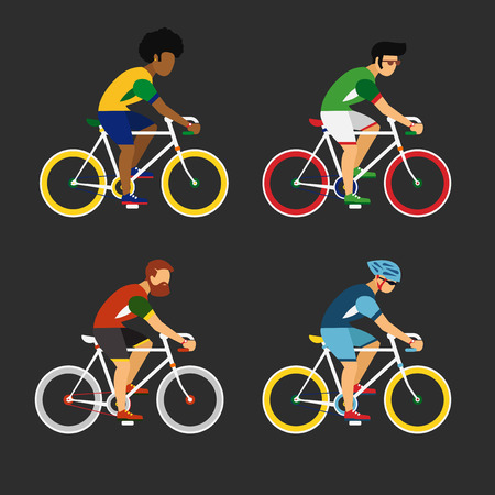 Cycling sport bicycle men icons setのイラスト素材