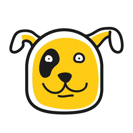 Cartoon animal head icon. Dog face avatar for profile of social networks. Hand drawn design.のイラスト素材