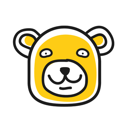 Cartoon animal head icon. Bear face avatar for profile of social networks. Hand drawn design.のイラスト素材