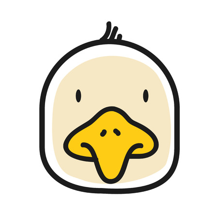 Cartoon animal head icon. Chiken face avatar for profile of social networks. Hand drawn designのイラスト素材