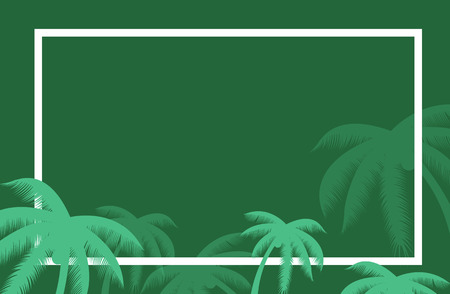 Vector tropical palm leaf border. Summer Palm tree leaves around a border. Vector background for text. Banner elementsのイラスト素材