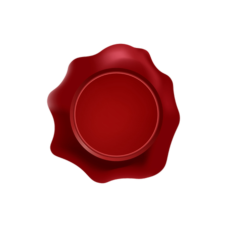 red wax stamp with blank space for text . Vector isolated mockup. Top view.のイラスト素材