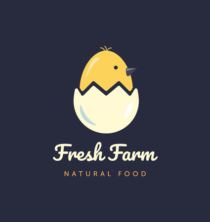 Vector logo for home business with products from chicken meat and eggs. Poultry Farm illustration.のイラスト素材