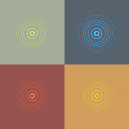 abstract line ripple emblem set. Radar, sound or vibration icon. Flat design.のイラスト素材