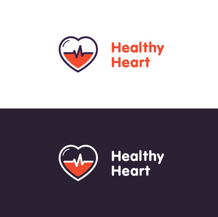 Heart Logo design vector template. Healthy heart badge. Cardiology Medical label. Flat style.のイラスト素材