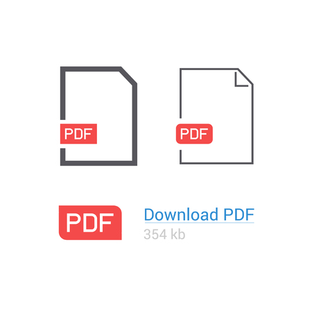 PDF file download icon set. Document symbol. Flat style. Line designの写真素材