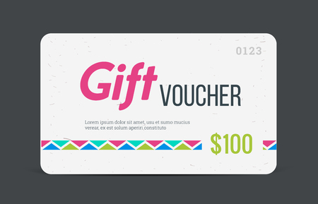 Gift voucher. Modern template with futuristic pattern. Trendy discount plastic card. Vector mockup.のイラスト素材