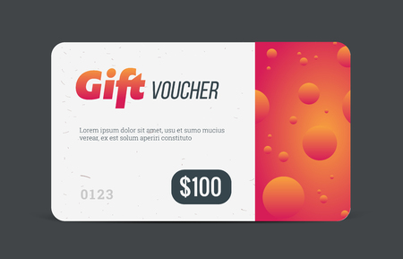 Gift voucher. Modern template with futuristic pattern. Trendy discount plastic card. Vector mockup.のイラスト素材