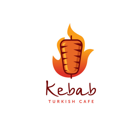 Doner kebab logo templates. Vector creative labels for Turkish and Arabian fast food restaurant.のイラスト素材