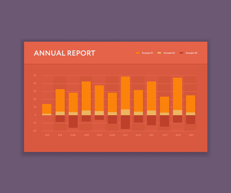 Modern bar graph template. Business infographic. Flat color style. Dashboard UI element.のイラスト素材