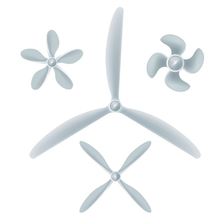 Aircraft screw set. Airplane propellers on white background. Vector illustrationのイラスト素材