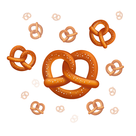 Realistic vector tasty pretzels on the white backgroundのイラスト素材