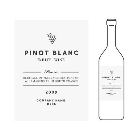 White wine label. premium template. Clean and modern design. Pinot Blanc grape sortの写真素材