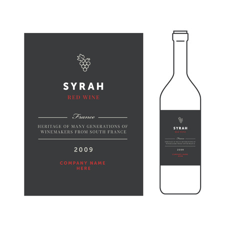 Red wine labels. premium template set. Clean and modern design. Syrah grape sortの写真素材