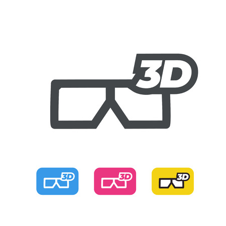 3d movie glasses. Line icon. Flat designの写真素材