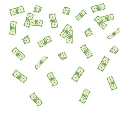 Vector illustration cartoon paper money falling on a white background. Flying banknotes moneyのイラスト素材