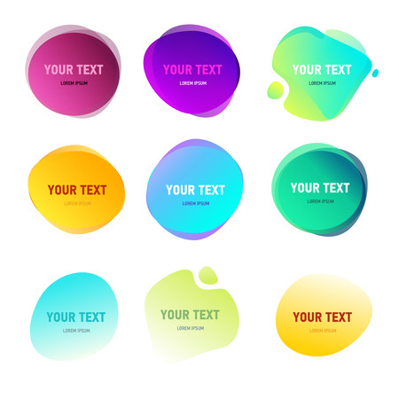 Abstract round shapes for your text. Gradient vivid colors effect. Duotone style circles. Logo elements.の写真素材