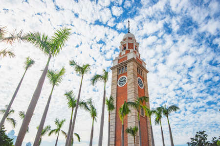 Kowloon Clock Tower in Winter Blue Sky Day, Hong Kongの写真素材