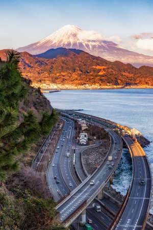 Fuji Mountain and Sattatoge pass, Tomei Expressway, Shimizu, Shizuoka, Japan