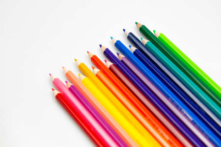 Coloured Pencils on White Backgroundの写真素材