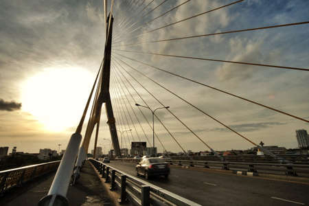Sunset of Rama VIII Bridgeの写真素材